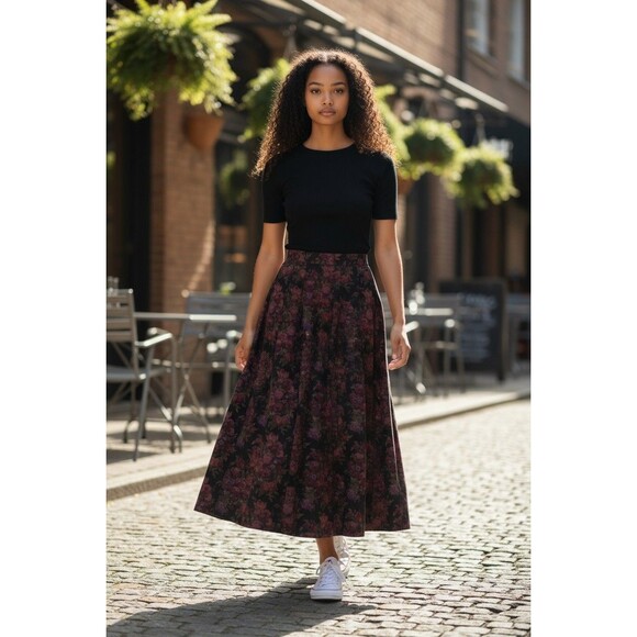 Brooks Brothers Floral Pleated A Line Wool Midi Skirt Multicolor Womens Size 10 - Picture 1 of 6